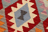 Flat Weave Kilim Antique Navaho Vintage handmade Geometric Kilim Red Blue Hand-Woven Runner 100% Wool Area Rug 3x6 