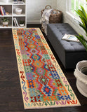 Flat Weave Kilim Antique Navaho Vintage handmade Geometric Kilim Rust Beige Hand-Woven Runner 100% Wool Area Rug 3x10 