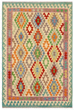 Bohemian Turkish Kilim Dane Hand-Woven Wool Rug - 5'1'' x 6'7''