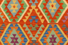 Flat Weave Kilim Antique Navaho Vintage handmade Geometric Kilim Rust Beige Hand-Woven Rectangle 100% Wool Area Rug 5x6 