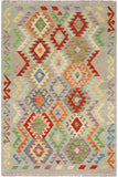 Southwestern Turkish Kilim Aisha Hand-Woven Wool Rug - 3'7'' x 4'10''