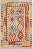 Rustic Turkish Kilim Kaitlyn Hand-Woven Wool Rug - 3'6'' x 4'10''