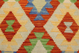 Flat Weave Kilim Antique Navaho Vintage handmade Geometric Kilim Rust Blue Hand-Woven Rectangle 100% Wool Area Rug 3x5 