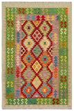 Rustic Turkish Kilim Nylah Hand-Woven Wool Rug - 4'3'' x 6'2''