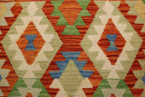 Flat Weave Kilim Antique Navaho Vintage handmade Geometric Kilim Rust Blue Hand-Woven Rectangle 100% Wool Area Rug 3x5 