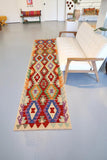 Flat Weave Kilim Antique Navaho Vintage handmade Geometric Kilim Rust Beige Hand-Woven Runner 100% Wool Area Rug 3x10 