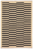 Flat Weave Kilim Antique Navaho Vintage handmade Modern Kilim Beige Black Hand-Woven Rectangle 100% Wool Area Rug 5x8 