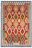 Retro Turkish Kilim Noel Hand-Woven Wool Rug - 5'0'' x 6'3''