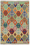 Bohemian Turkish Kilim Tess Hand-Woven Wool Rug - 5'3'' x 6'7''