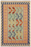 Modern Turkish Kilim Vanessa Hand-Woven Wool Rug - 4'2'' x 6'1''