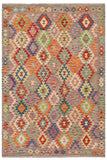 Bohemian Turkish Kilim Shamar Hand-Woven Wool Rug - 5'11'' x 7'9''