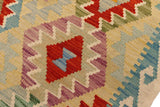 Flat Weave Kilim Antique Navaho Vintage handmade Geometric Kilim Gold Blue Hand-Woven Runner 100% Wool Area Rug 3x7 