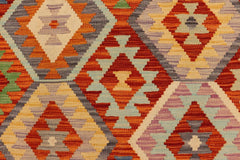 Flat Weave Kilim Antique Navaho Vintage handmade Geometric Kilim Rust Beige Hand-Woven Rectangle 100% Wool Area Rug 7x10 