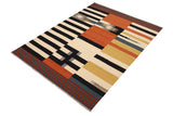 Flat Weave Kilim Antique Navaho Vintage handmade Modern Kilim Beige Rust Hand-Woven Rectangle 100% Wool Area Rug 8x10 