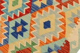 Flat Weave Kilim Antique Navaho Vintage handmade Geometric Kilim Rust Blue Hand-Woven Runner 100% Wool Area Rug 3x10 