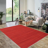 Flat Weave Kilim Antique Navaho Vintage handmade Modern Kilim Red Red Hand-Woven Rectangle 100% Wool Area Rug 6x9 