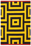 Flat Weave Kilim Antique Navaho Vintage handmade Modern Kilim Gold Black Hand-Woven Rectangle 100% Wool Area Rug 6x8 