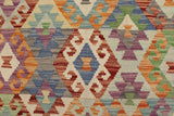 Flat Weave Kilim Antique Navaho Vintage handmade Geometric Kilim Rust Blue Hand-Woven Rectangle 100% Wool Area Rug 8x10 