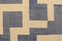 Flat Weave Kilim Antique Navaho Vintage handmade Modern Kilim Blue Beige Hand-Woven Rectangle 100% Wool Area Rug 5x6 