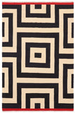 Flat Weave Kilim Antique Navaho Vintage handmade Modern Kilim Beige Black Hand-Woven Rectangle 100% Wool Area Rug 6x8 