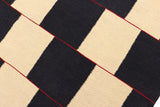 Flat Weave Kilim Antique Navaho Vintage handmade Modern Kilim Beige Black Hand-Woven Rectangle 100% Wool Area Rug 5x8 