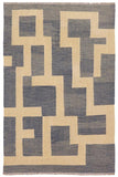 Boho Chic Turkish Kilim Kiana Hand-Woven Wool Rug - 4'9'' x 6'4''