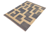 Flat Weave Kilim Antique Navaho Vintage handmade Modern Kilim Blue Beige Hand-Woven Rectangle 100% Wool Area Rug 5x6 