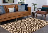 Flat Weave Kilim Antique Navaho Vintage handmade Modern Kilim Beige Brown Hand-Woven Rectangle 100% Wool Area Rug 5x7 