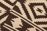 Flat Weave Kilim Antique Navaho Vintage handmade Modern Kilim Beige Brown Hand-Woven Rectangle 100% Wool Area Rug 5x7 