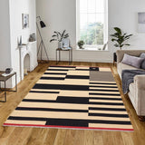 Flat Weave Kilim Antique Navaho Vintage handmade Modern Kilim Beige Black Hand-Woven Rectangle 100% Wool Area Rug 7x10 