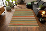 Flat Weave Kilim Antique Navaho Vintage handmade Modern Kilim Rust Gold Hand-Woven Rectangle 100% Wool Area Rug 8x10 