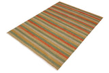 Flat Weave Kilim Antique Navaho Vintage handmade Modern Kilim Rust Gold Hand-Woven Rectangle 100% Wool Area Rug 8x10 