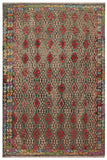 Flat Weave Kilim Antique Navaho Vintage handmade Geometric Kilim Green Red Hand-Woven Rectangle 100% Wool Area Rug 3x6 