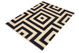 Flat Weave Kilim Antique Navaho Vintage handmade Modern Kilim Beige Black Hand-Woven Rectangle 100% Wool Area Rug 8x10 