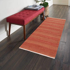 Flat Weave Kilim Antique Navaho Vintage handmade Modern Kilim Pink Orange Hand-Woven Runner 100% Wool Area Rug 3x7 