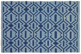 Southwestern Kilim Lindsey Blue Blue Hand-Woven Wool Rug-4'4'' x 6'5''