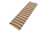 Flat Weave Kilim Antique Navaho Vintage handmade Modern Kilim Brown Red Hand-Woven Runner 100% Wool Area Rug 3x11 