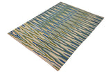 Flat Weave Kilim Antique Navaho Vintage handmade Modern Kilim Blue Beige Hand-Woven Rectangle 100% Wool Area Rug 9x12 