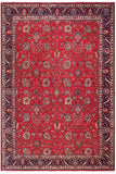 Vintage Antique Tabriz Jerome Red Blue Hand Knotted Wool Rug- 9'10'' x 12'5''