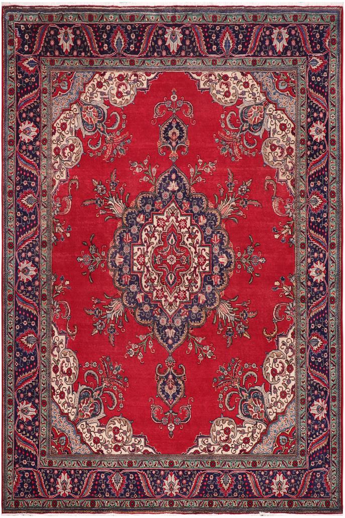 Traditional handmade Persian vintage distressed Red Blue Hand Knotted RECTANGLE 100% WOOL area rug 10 x 13