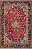 Vintage Antique Kashan Taylor Red Blue Hand Knotted Wool Rug- 10'0'' x 13'1''