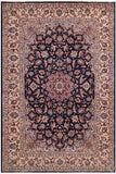 handmade Traditional Kashan Blue Beige Hand Knotted RECTANGLE 100% Wool Pile area rug 8x13