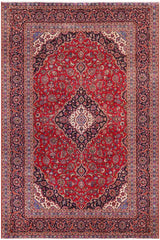 Traditional handmade Persian vintage distressed Red Blue Hand Knotted RECTANGLE 100% WOOL area rug 10 x 13