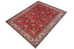 Traditional handmade Persian vintage distressed Red Beige Hand Knotted RECTANGLE 100% WOOL area rug 8 x 11