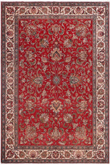 Traditional handmade Persian vintage distressed Red Beige Hand Knotted RECTANGLE 100% WOOL area rug 8 x 11