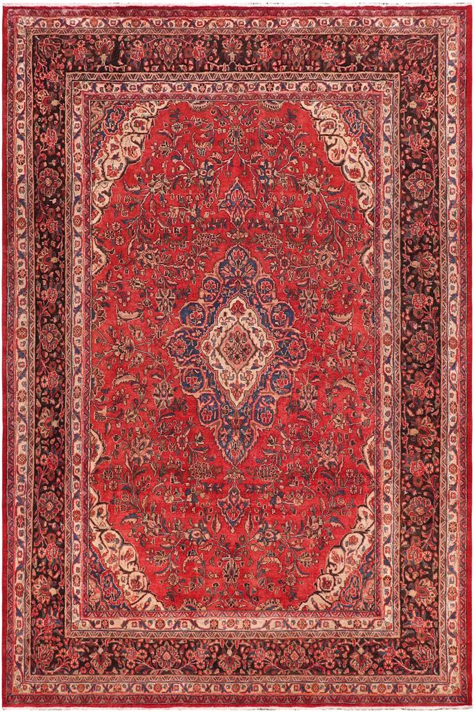 Traditional handmade Persian vintage distressed Red Brown Hand Knotted RECTANGLE 100% WOOL area rug 9 x 12