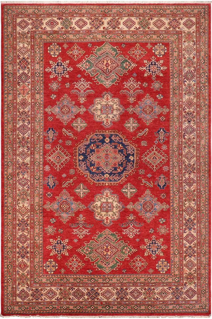 handmade Geometric Super Kazak Red Beige Hand Knotted RECTANGLE 100% WOOL area rug 9 x 12