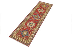 handmade Geometric Kazak Red Beige Hand Knotted RUNNER 100% WOOL area rug 3x10