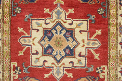 handmade Geometric Kazak Red Beige Hand Knotted RUNNER 100% WOOL area rug 3x10