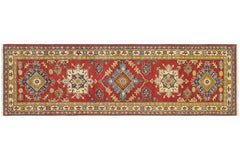 handmade Geometric Kazak Red Beige Hand Knotted RUNNER 100% WOOL area rug 3x10